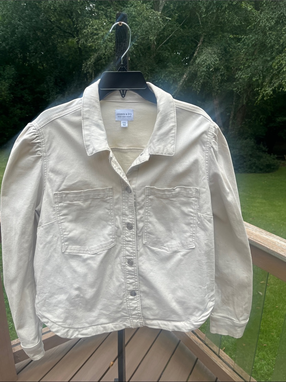 crown & ivy cream utility chore jacket